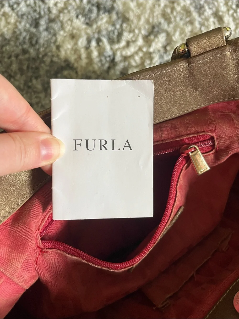 FURLA bronze Leather handbag